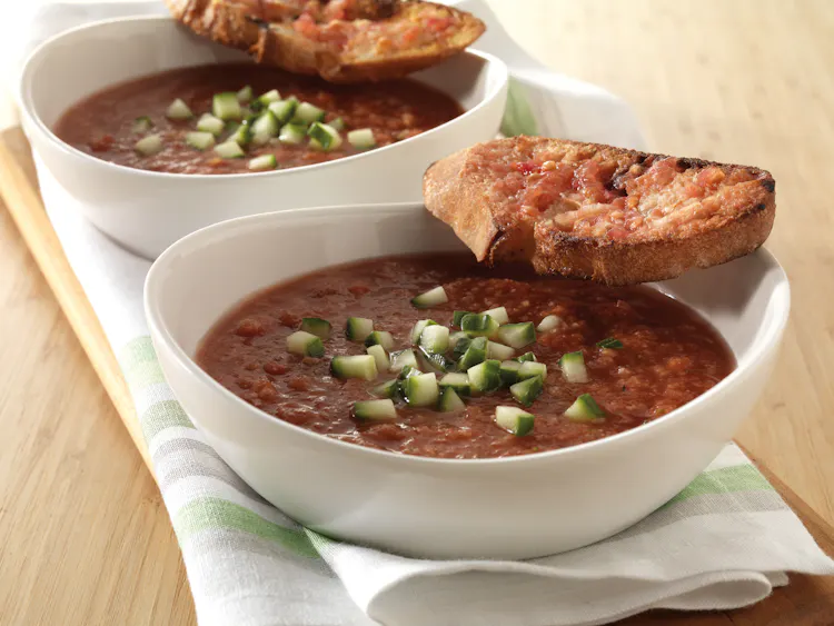 Grilled Tomato Gazpacho with Toasted Spanish Tomato Bread | Starters Recipes