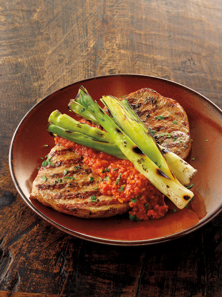 Pork Paillards and Leeks with Romesco Sauce | Pork Recipes