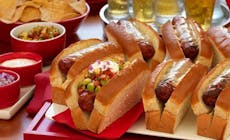 Grilled Hot Dogs with Avocado Salsa and Sour Cream