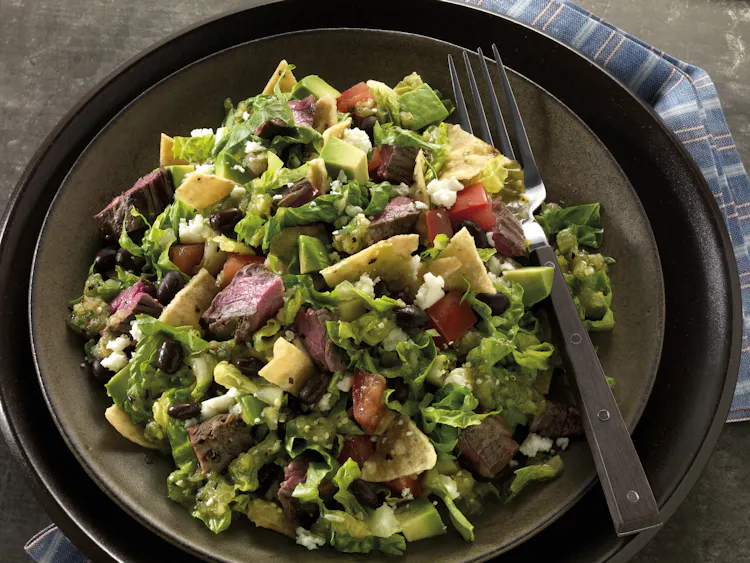 Carne Asada Taco Salad with Tomatillo Salsa | Red Meat Recipes