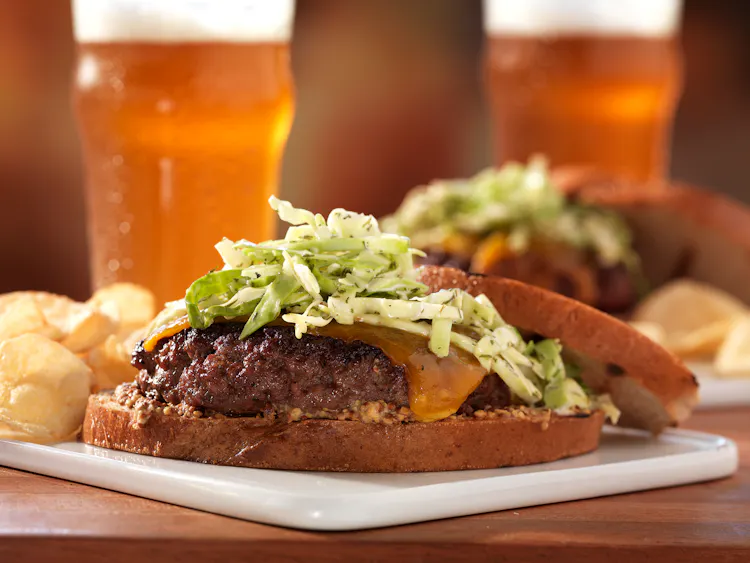 St. Patty Cheeseburgers with Cabbage on Rye | Red Meat Recipes