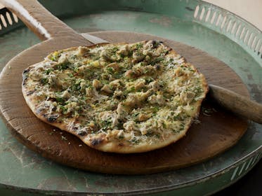 New Haven–Style White Clam and Garlic Pizzas