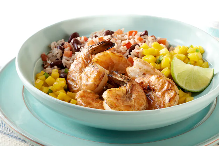 Peel-and-Eat Shrimp with Casamiento and Mango Salsa | Seafood Recipes | Weber Grills