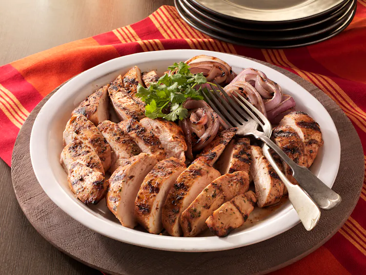Citrus-Marinated Chicken Breasts with Grilled Red Onions | Poultry Recipes