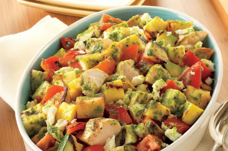 Grilled Chicken Panzanella with Basil Vinaigrette | Poultry Recipes