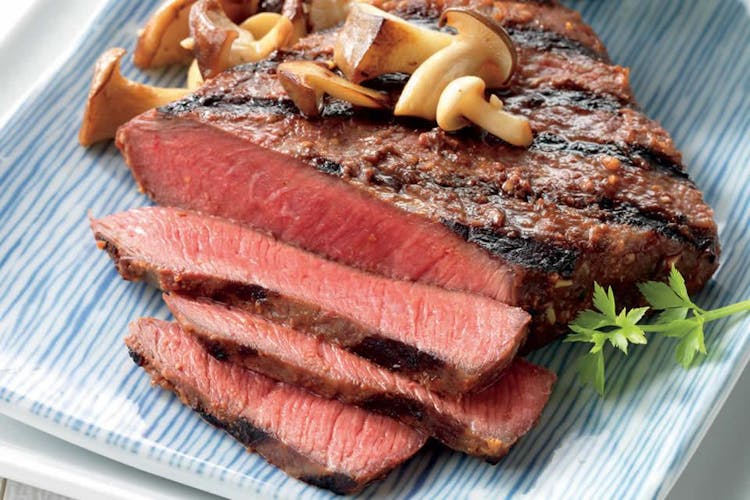 MisoMarinated Flat Iron Steaks with Shiitake Mushrooms Red Meat