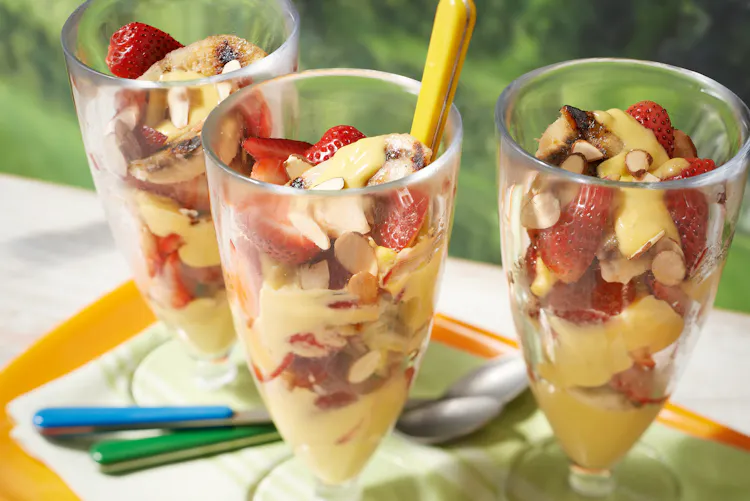 Banana and Strawberry Parfait with Rum Sabayon | Desserts Recipes