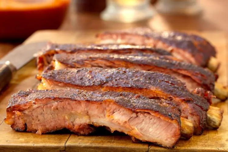 Cherry-Smoked Spareribs with Peach Barbecue Sauce | Pork Recipes