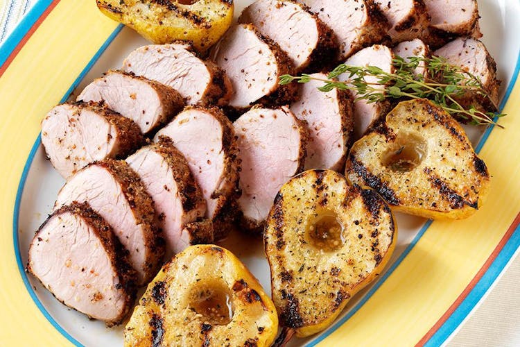 Mustard Crusted Pork Tenderloins With Grilled Pears Pork Recipes Weber Grills