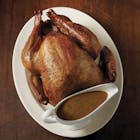 Brined and BBQ'd turkey with pan gravy