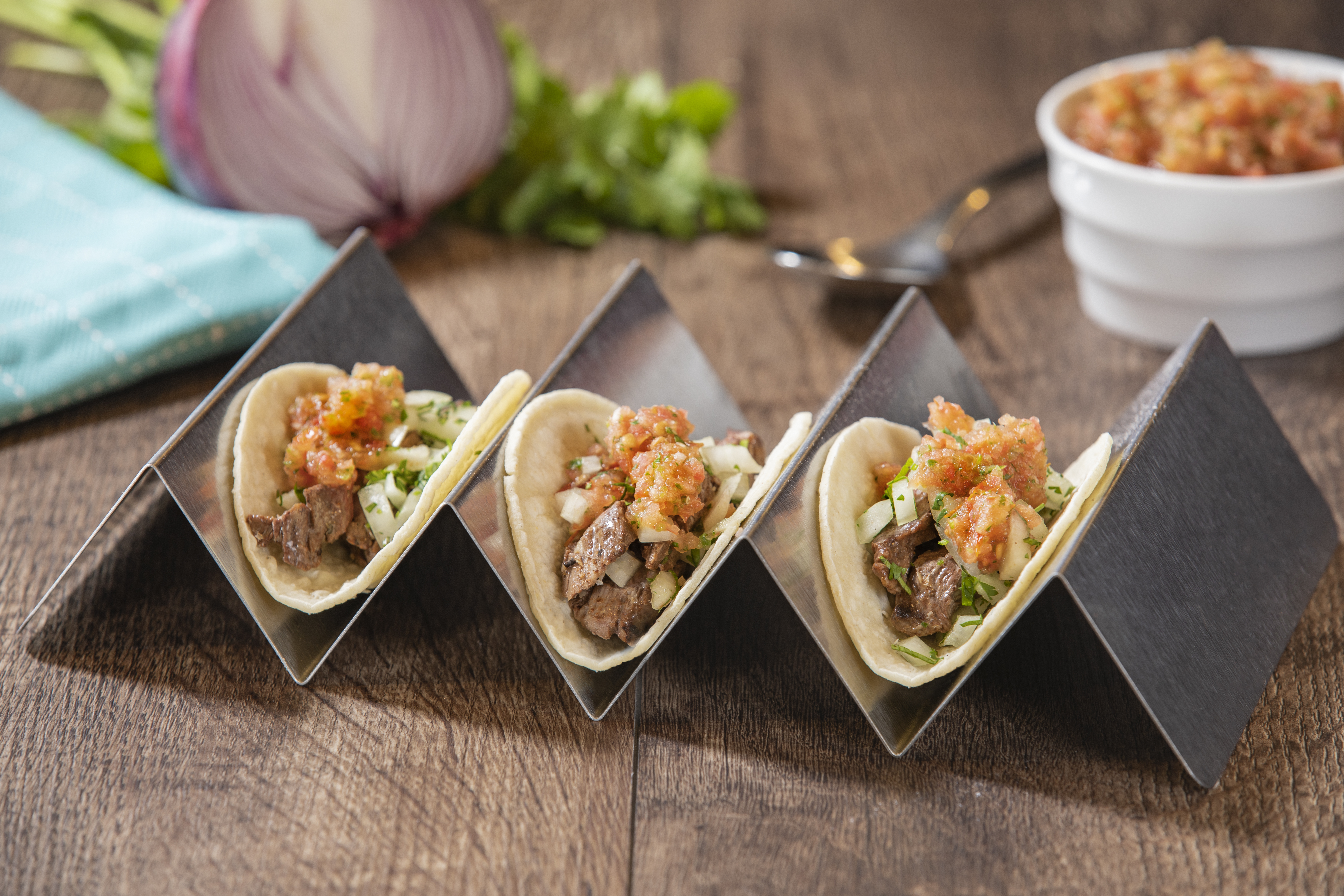 Flank Steak Taco with Charred Tomato Salsa 