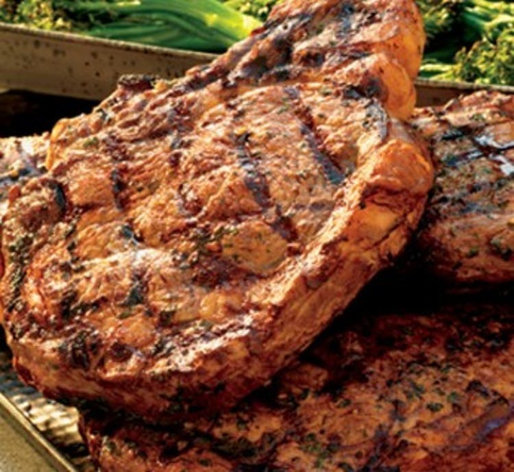 GARLIC CRUSTED RIBEYE STEAKS WITH GRILLED BROCCOLI Red Meat Recipes