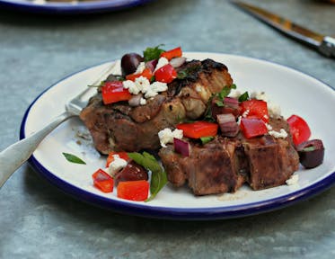 Greek Spiced Lamb Chops with Feta Salsa 