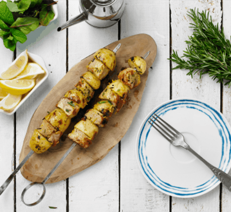 Pork Lemon Potato Kebabs