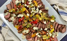 Strip Steaks With Tomato And Blue Cheese Vinaigrette