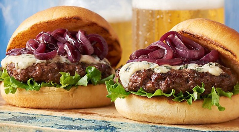 Rec Burger Goluboi Syr Karamelizirovanniy Luk