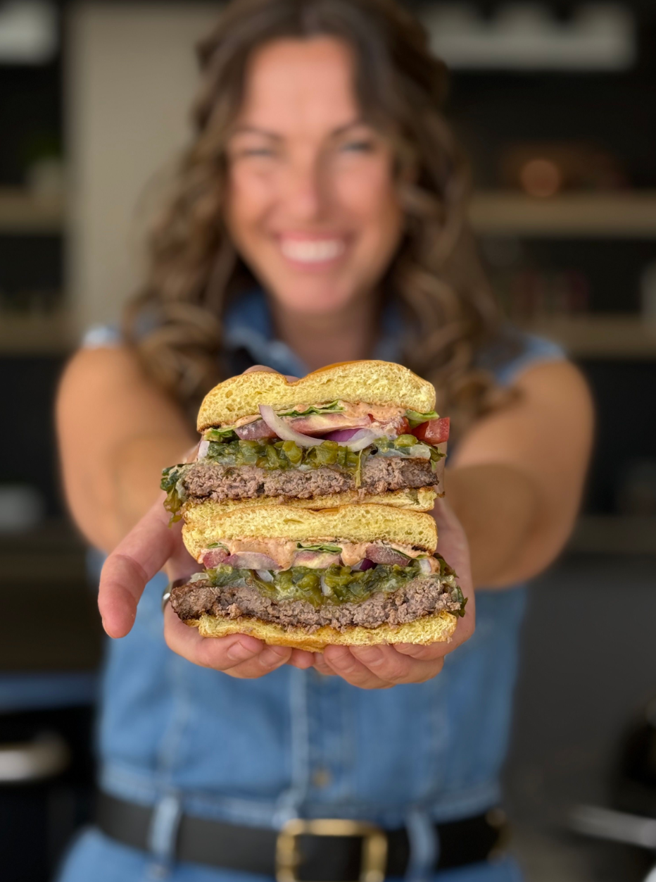 Hatch Green Chile Double Cheeseburgers 