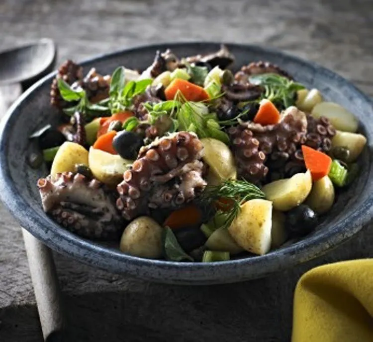 OCTOPUS POTATO SALAD WITH BLACK OLIVES AND CAPERS | Seafood Recipes