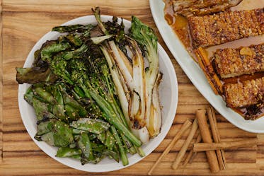 Soy and Sesame Grilled Seasonal Greens 