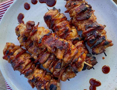 Barbecue Chicken and Bacon Skewers