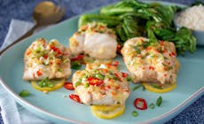 Chilli Ginger Steamed Fish With Grilled Chinese Broccoli