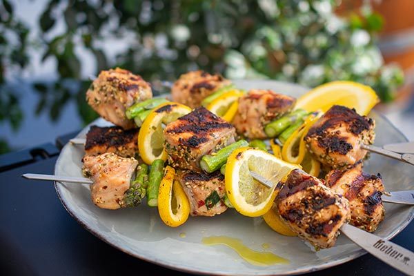 Grilled Salmon and Asparagus Skewers