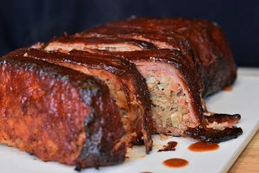 Smokey-Glazed, Bacon-Wrapped Meat Loaf