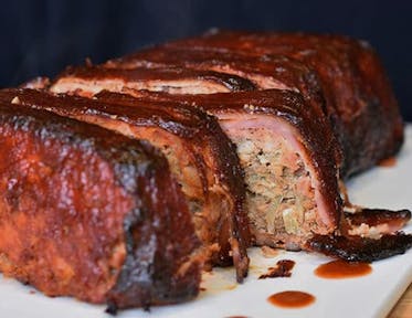 Smokey-Glazed, Bacon-Wrapped Meat Loaf