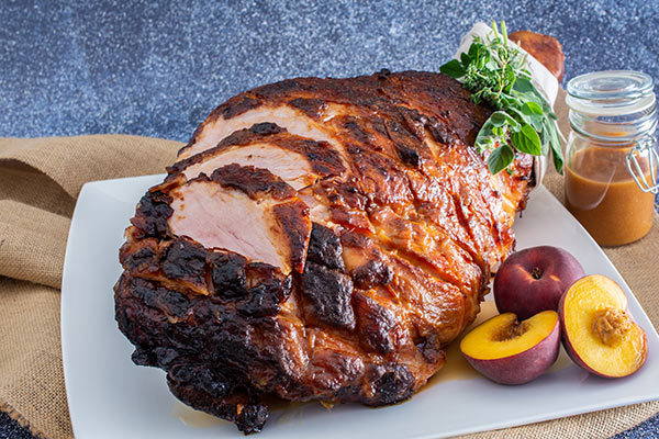 Peach and Bourbon Glazed Ham