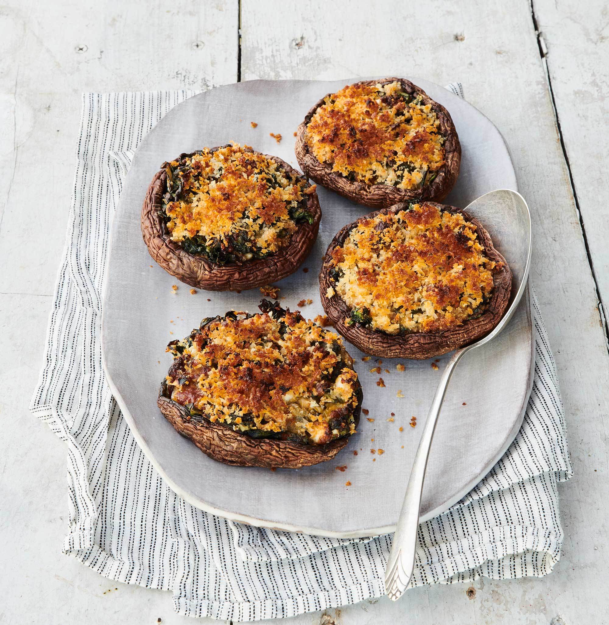 Portobello Mushrooms, Silverbeet and Feta