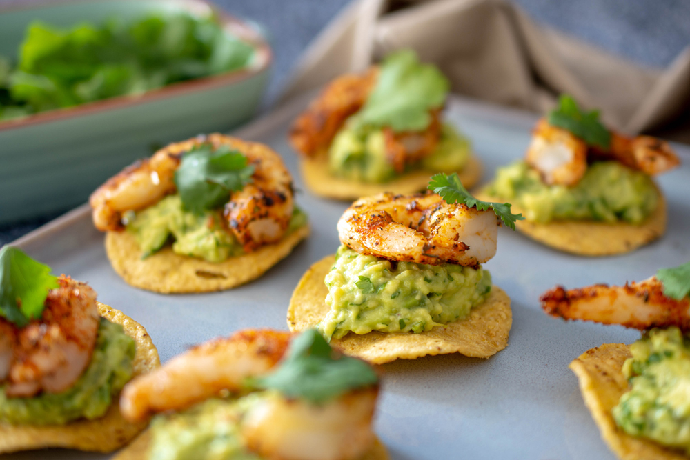 Grilled Prawn and Guacamole Bites