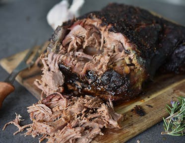 Pulled, Low and Slow Smoked Lamb Shoulder