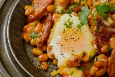 Spanish-Style Chorizo, Beans, and Eggs