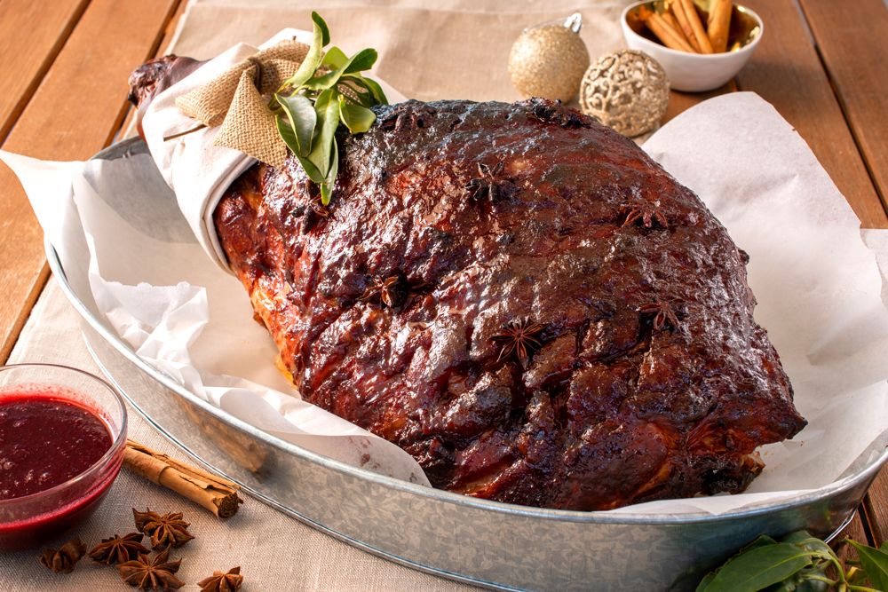 Spiced Cherry Glazed Ham