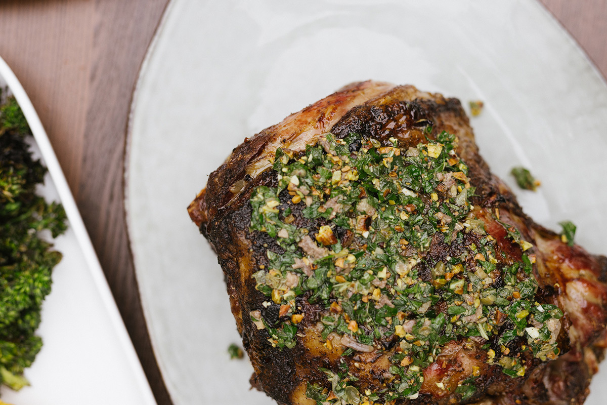 Toasted Pistachio and Mint Salsa Verde