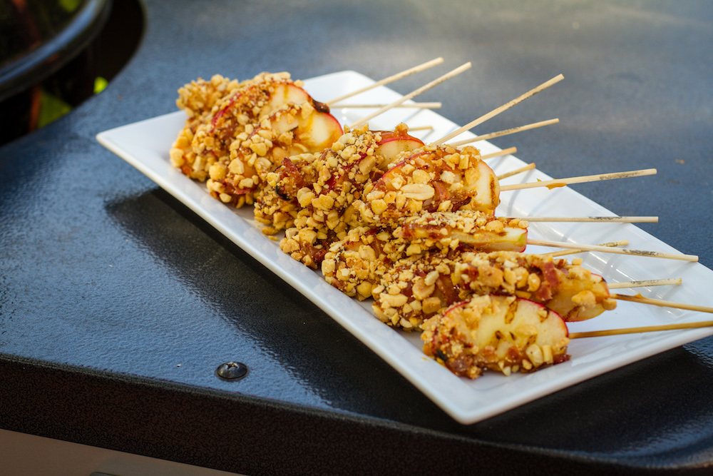 Grilled Caramel Apples with Nuts and Bacon on a Weber Grill