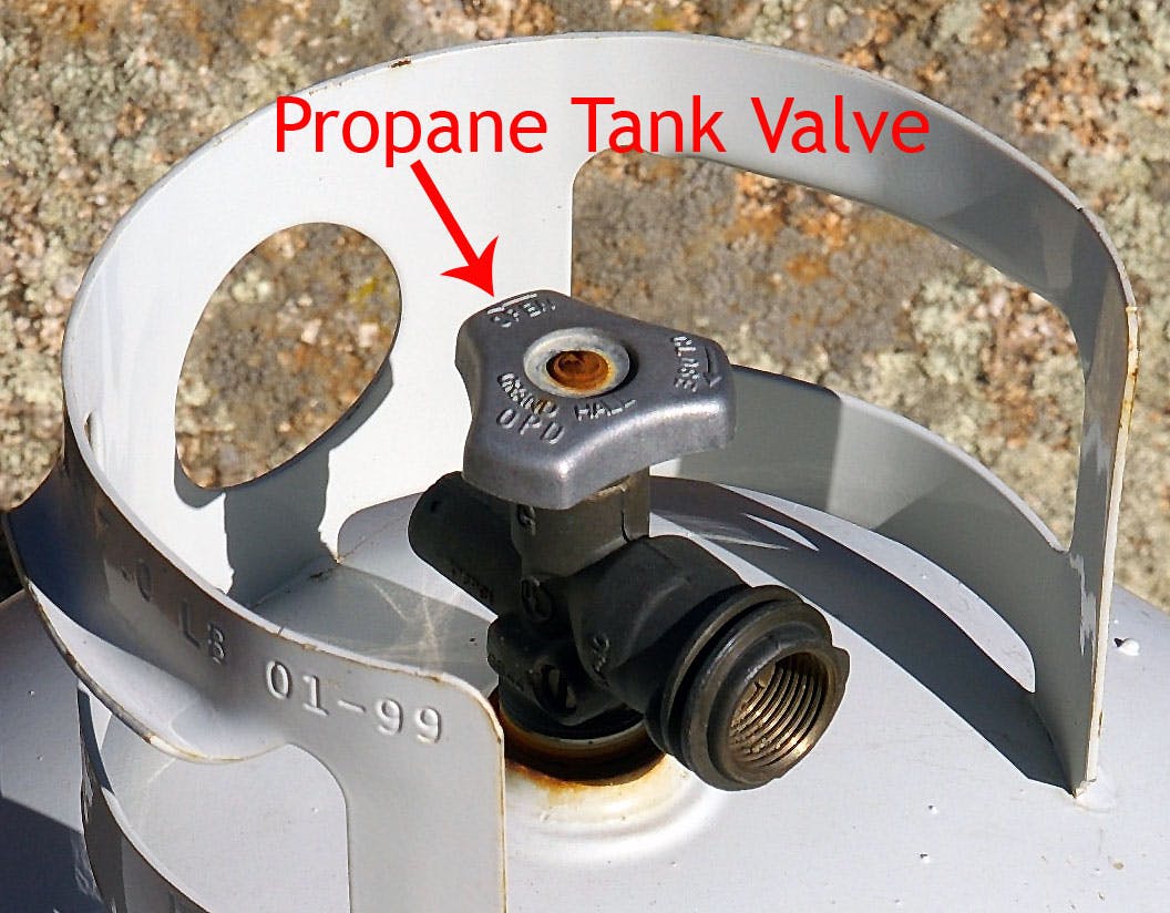 Location of the standard propane tank valve used for Weber Grills - Do I Need To Turn Off The Propane Tank After Grilling? - Burning Questions